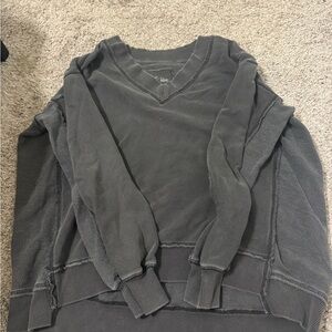 Aerie Dark Gray V-Neck Sweater